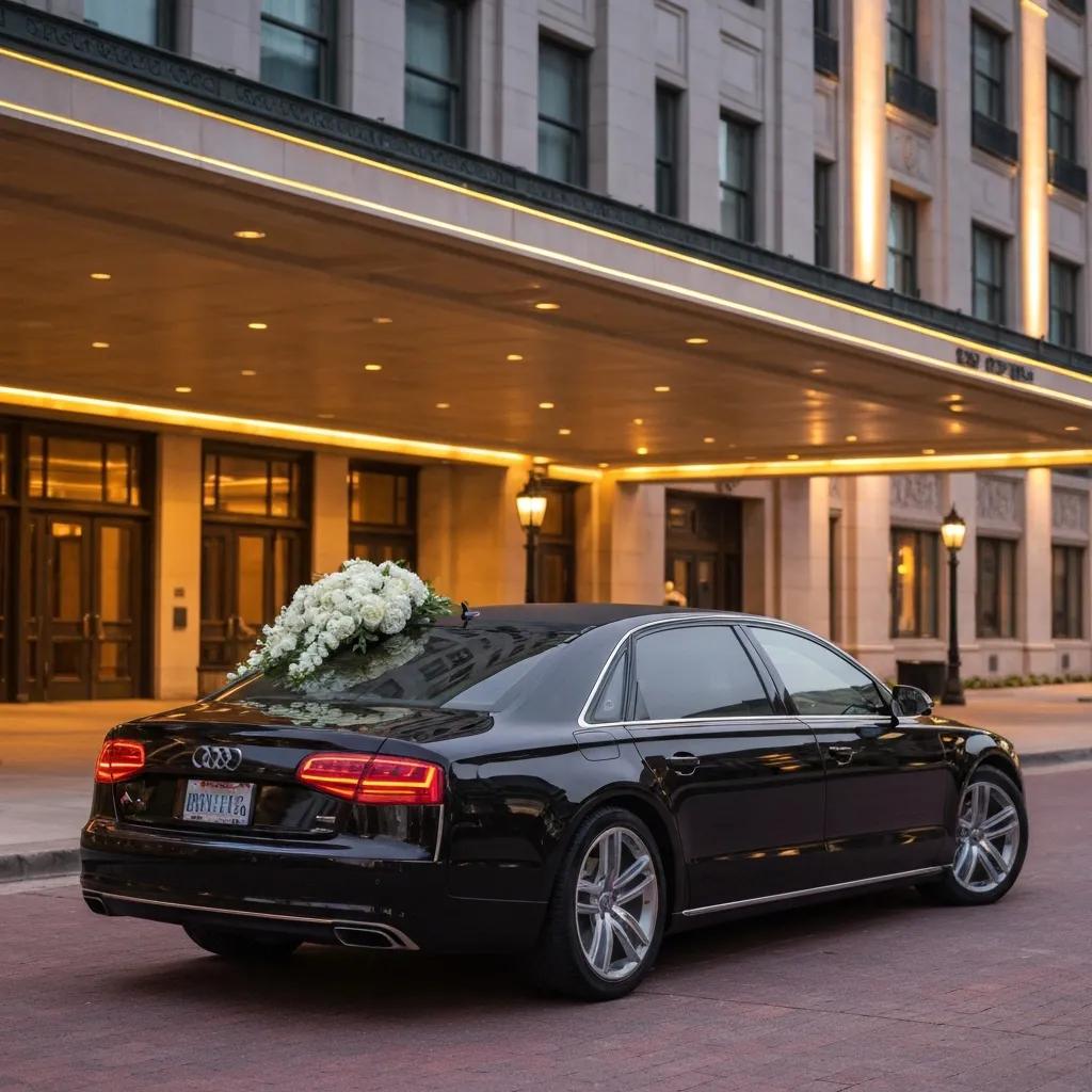 Luxury wedding limousine in Houston, symbolizing premium wedding transportation options